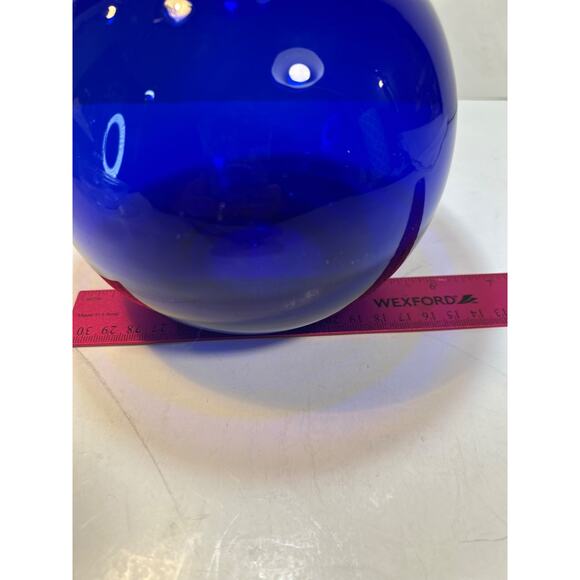 RARE- Vtg Pilgrim Glass 10" Hand Blown Cobalt Glass Vase-Mid Century Modern- - Picture 10 of 10